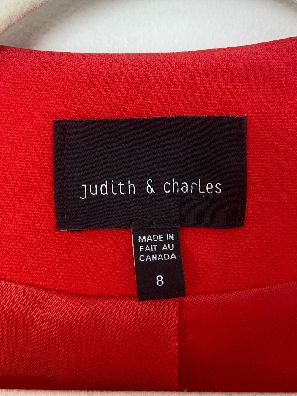 Judith and Charles Red Open Front Tailored Blazer size 8 - Picture 4 of 11